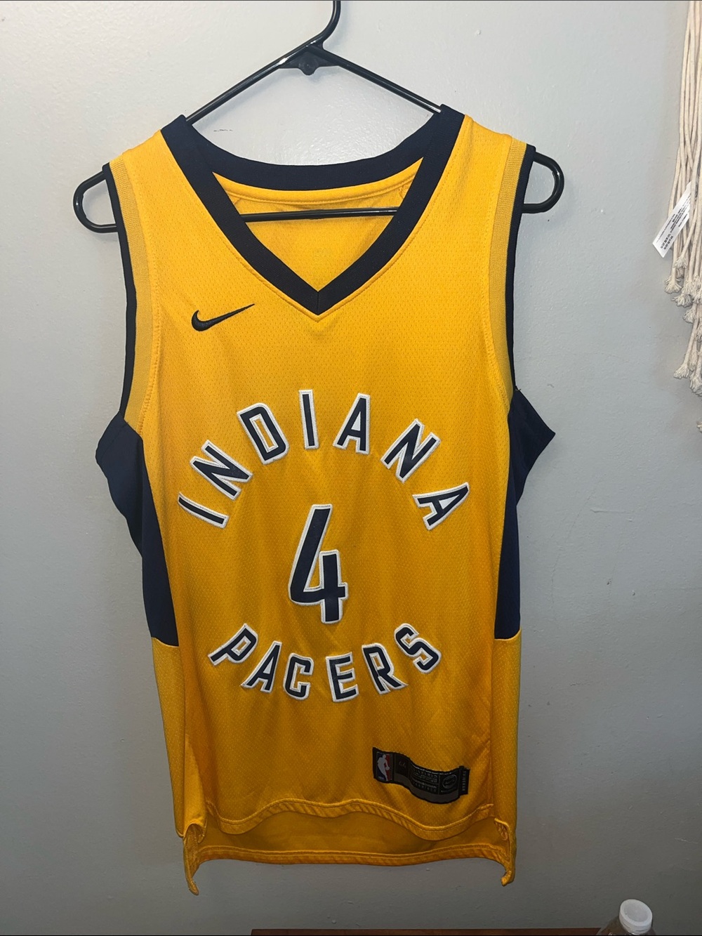 Nike Indiana Pacers Gold and Navy #4 Basketball Jersey